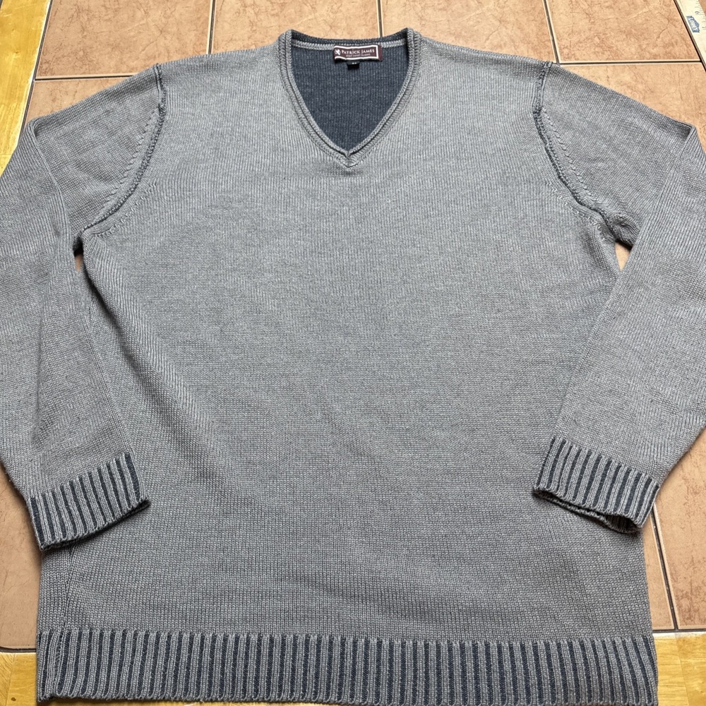 Patrick James Sweater Mens Sz 52 Med Italy Made‎ Brown Merino Wool Acrylic Knit